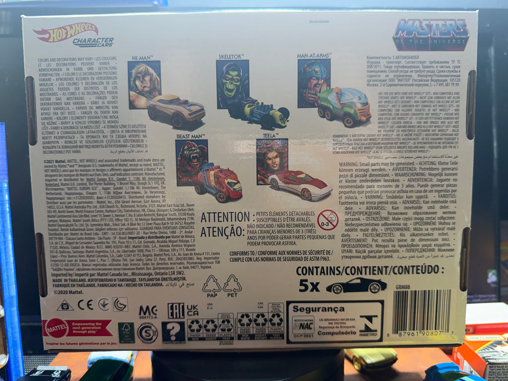 New Hot Wheels Character Cars MOTU Masters Of The Universe 5 Diecast Set He-Man