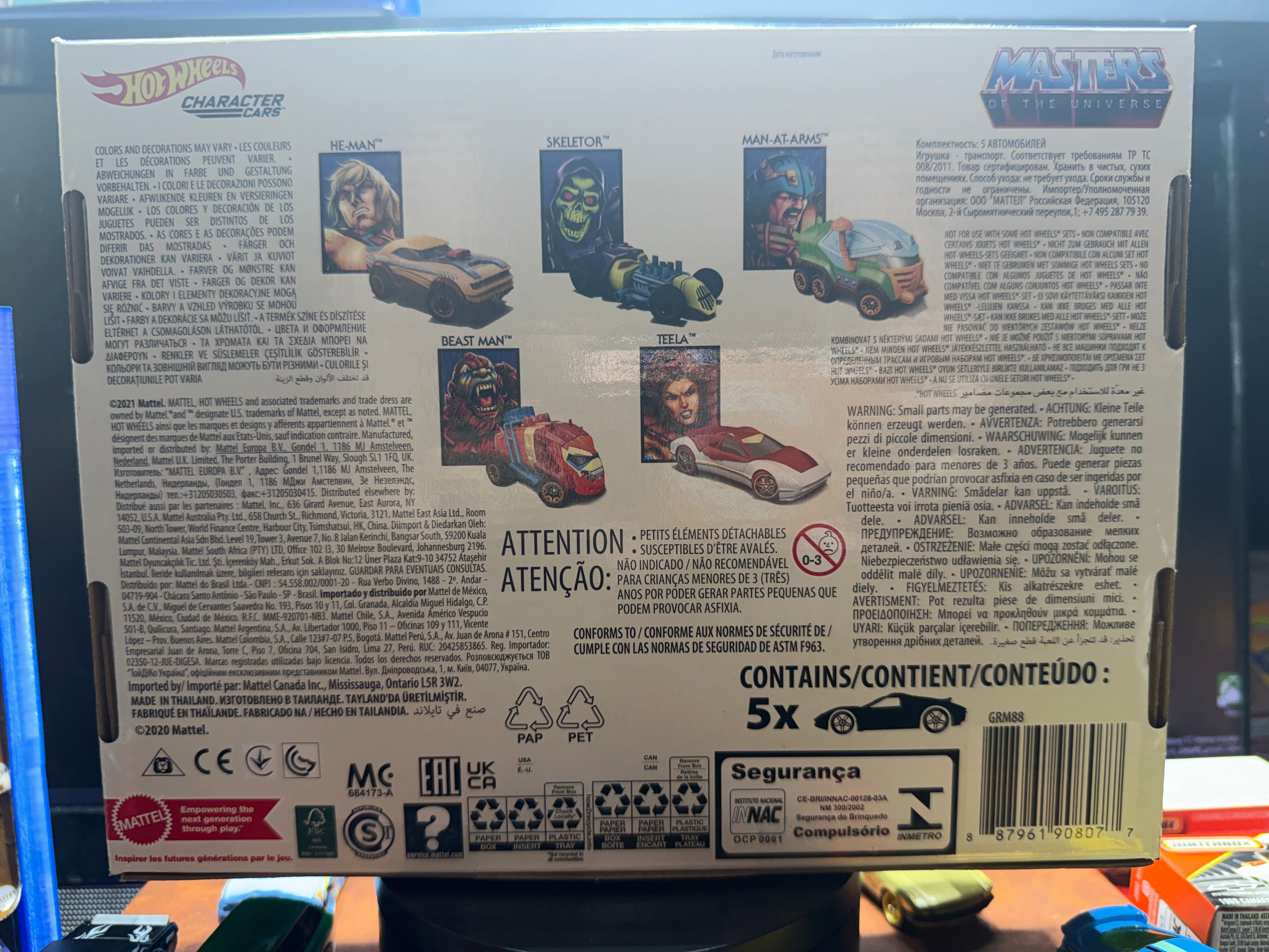 New Hot Wheels Character Cars MOTU Masters Of The Universe 5 Diecast Set He-Man