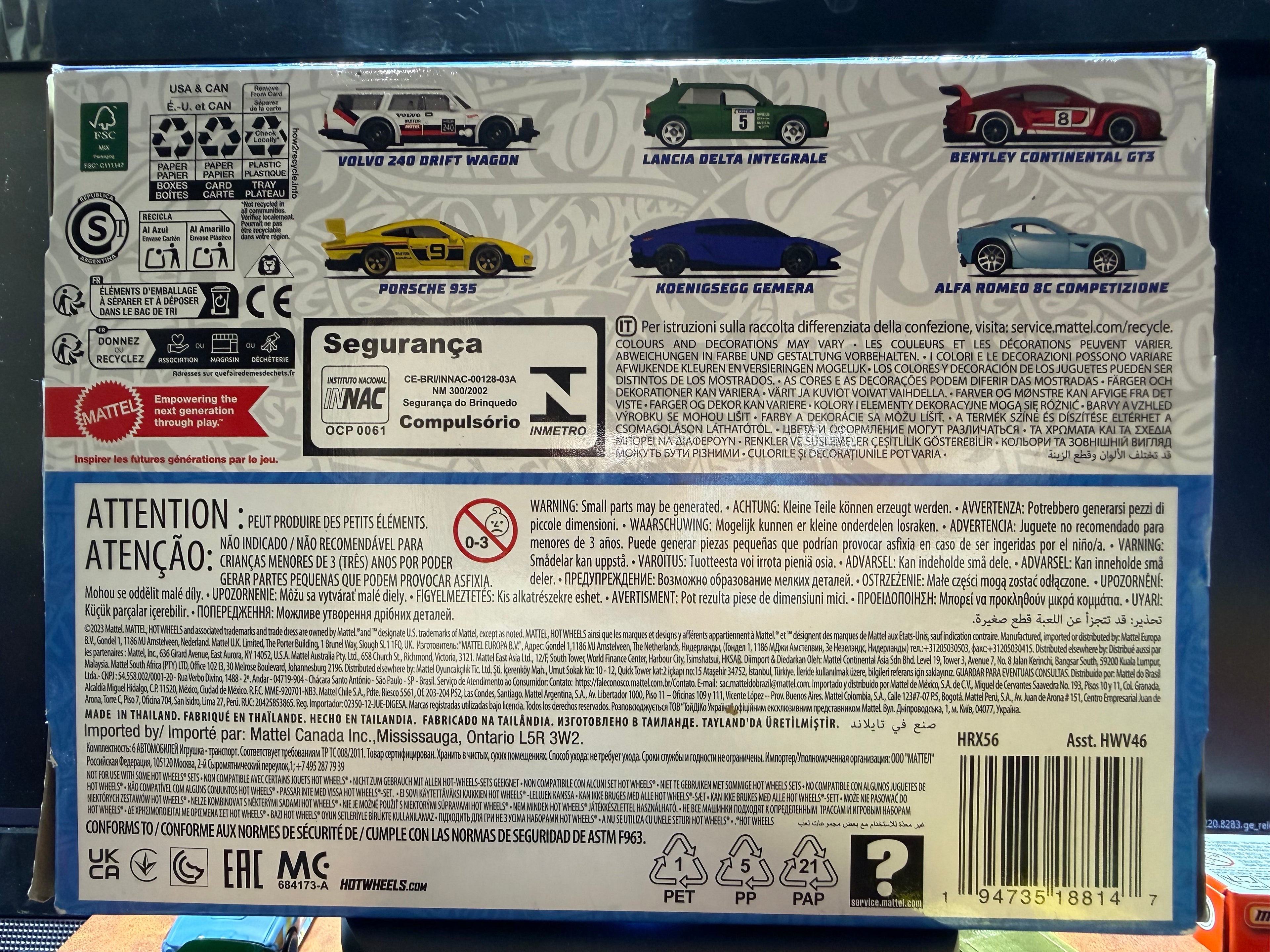 Hot Wheels European Style Car Culture 6 Pack Bentley Alfa Romeo Porsche Volvo