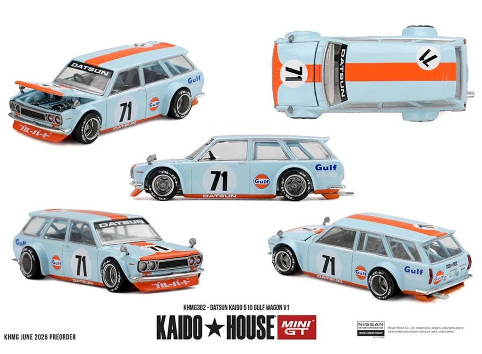 (Preorder) Kaido House x Mini GT 1:64 Datsun Kaido 510 Gulf Wagon V1 – Limited Edition ETA November 2026
