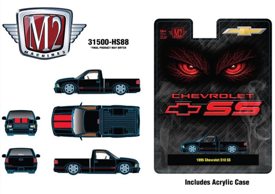 (Preorder) M2 Machines 1:64 1995 Chevrolet S10 SS – Black – Hobby Exclusive ETA Fall 2026