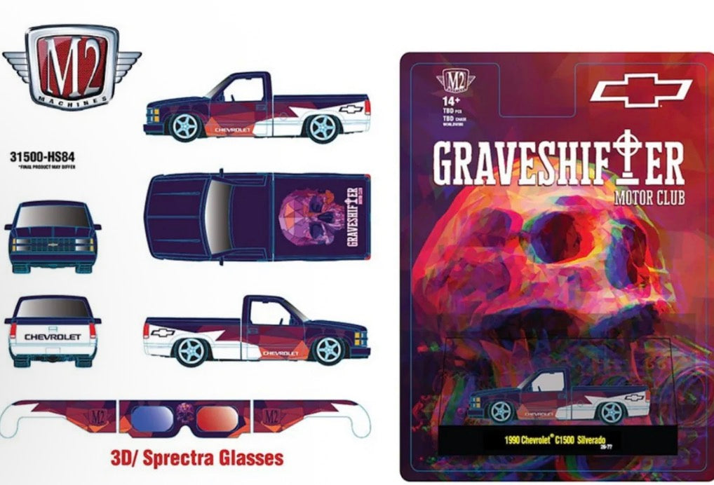 (Preorder) M2 Machines 1:64 1990 Chevrolet C1500 Siverado with 3D Sprectra Glasses – Hobby Exclusive-Ships Summer 2026