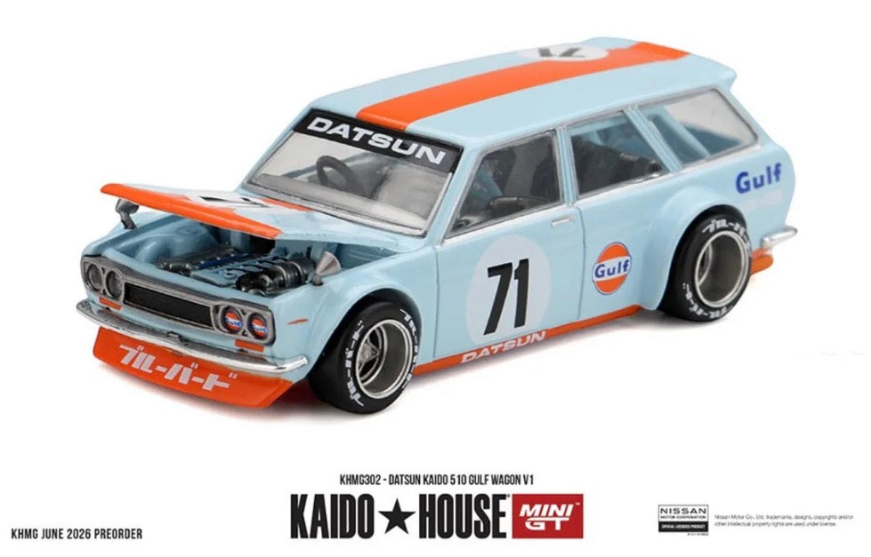 (Preorder) Kaido House x Mini GT 1:64 Datsun Kaido 510 Gulf Wagon V1 – Limited Edition ETA November 2026