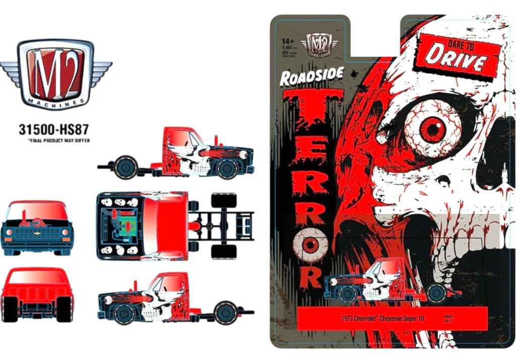 (Preorder) M2 Machines 1:64 1973 Chevrolet Cheyenne Super 10 Dare To Drive Terror Series – Red – Hobby Exclusive Preorder ETA Fall 2026